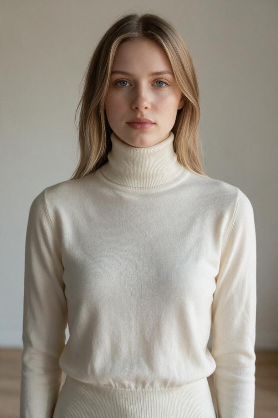 EDDIE BAUER Top Size S Cream Merino Wool Cotton Turtleneck Long Sleeve Sweater